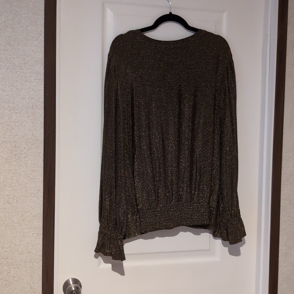 Karl Lagerfeld Banded Bottom Shimmer Top, XL - Picture 6 of 6